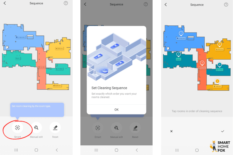 Настройка порядка уборки отдельных помещений в приложении Roborock S8 Pro Ultra.